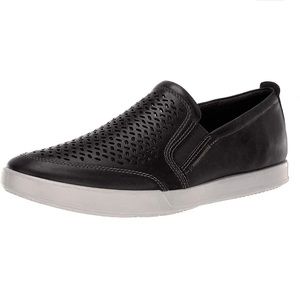 ECCO Black leather COLLIN 2.0 perforated Slip-On (Euro 42)